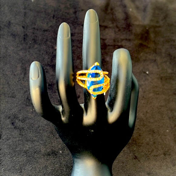 cracco joias Jewelry 8kt Gold Overlay Ladies Blue Stone And